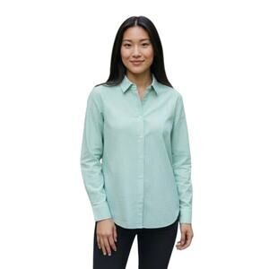 Everlane The Silky Cotton Relaxed Shirt Mint Green White Stripe Womens Sz 8 NWT